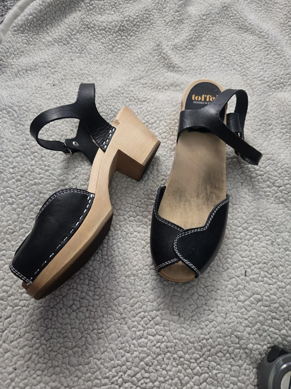 Swedish HASBEENS discontinued Htf Heart Mid Heel 39 Black Leather 8.5 9 - Picture 3 of 8